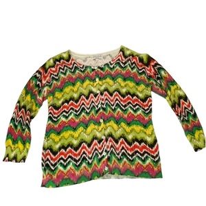 Joseph A. Cardigan/sweater bright multi color petite medium Grandma Core Vintage